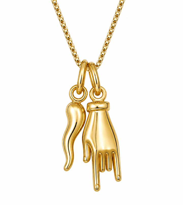 Serena Mano & Cornicello Gold Necklace