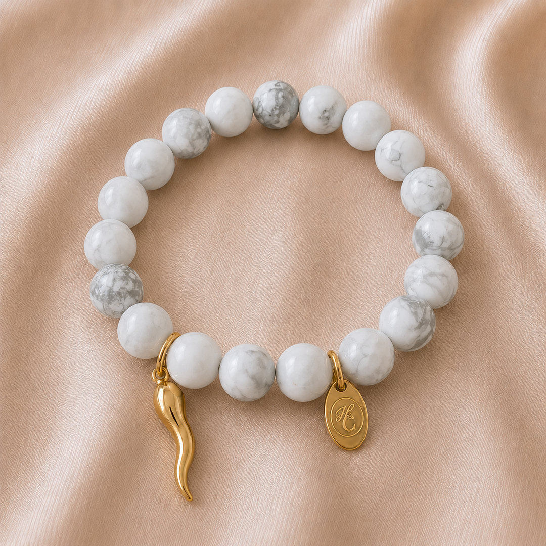 Beaded Charm Bracelet White