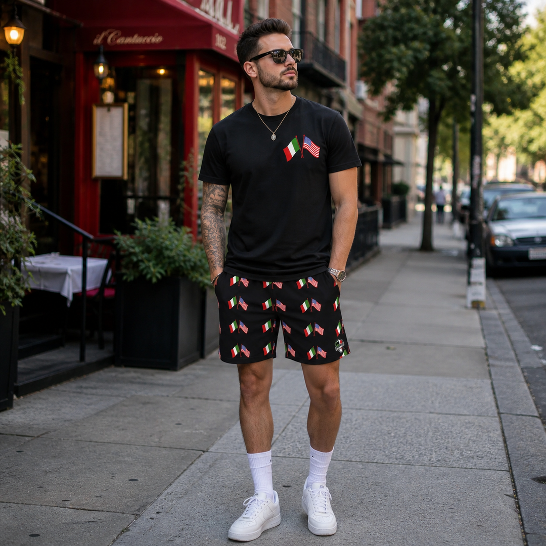 Italian-American Cross Flag Tee & Shorts Bundle