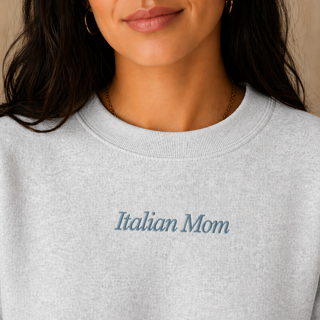 Italian Mom Embroidered Crewneck
