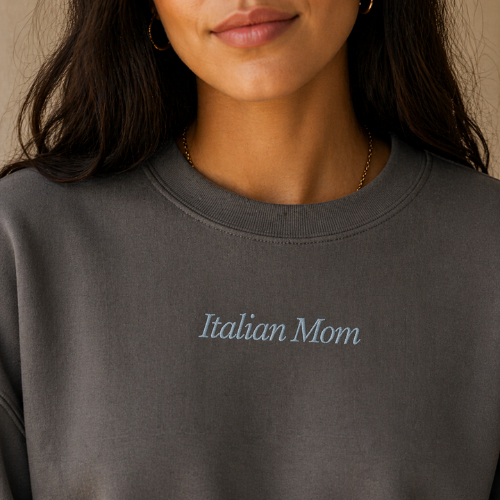 Italian Mom Embroidered Crewneck