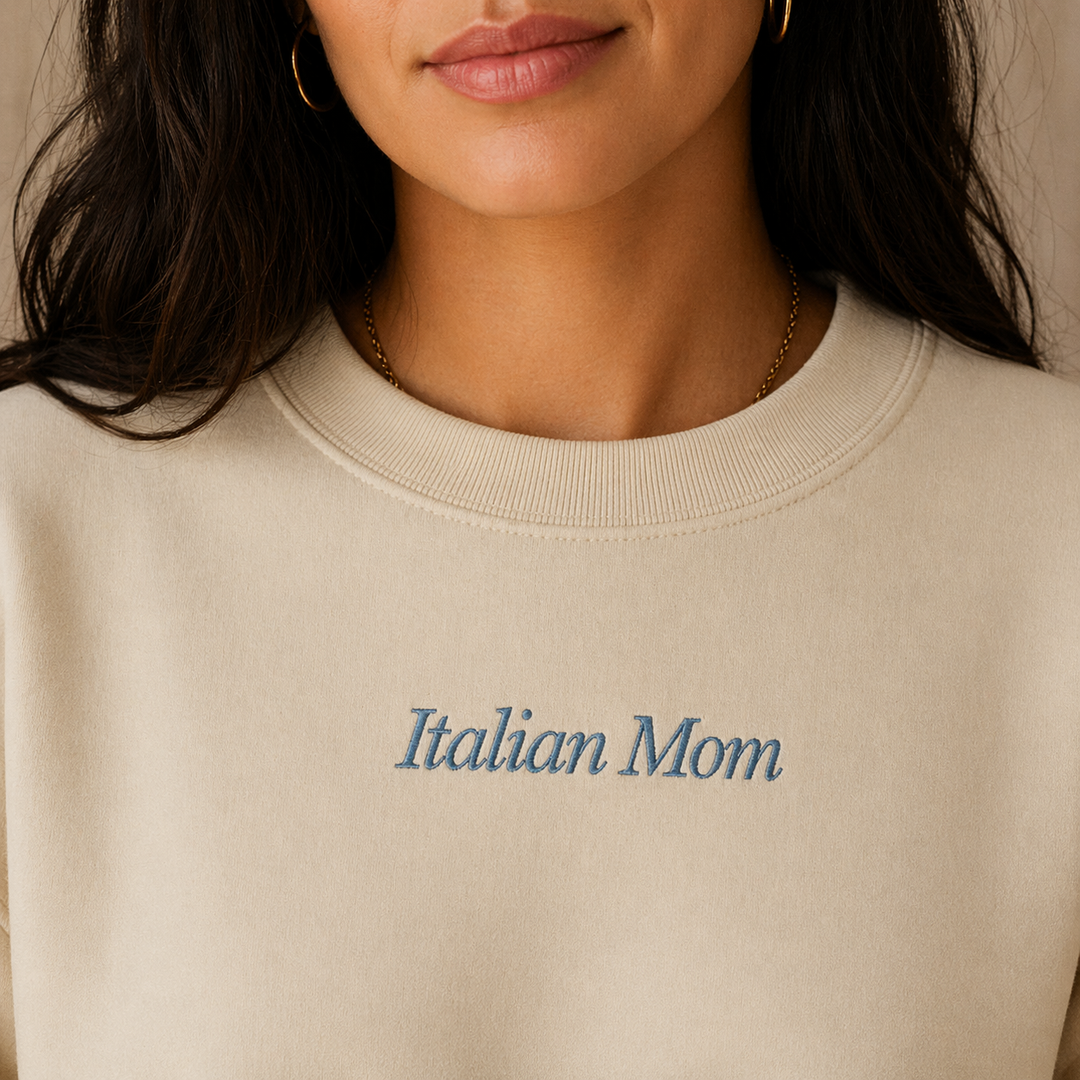 Italian Mom Embroidered Crewneck