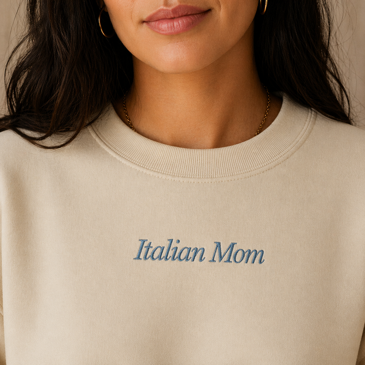 Italian Mom Embroidered Crewneck